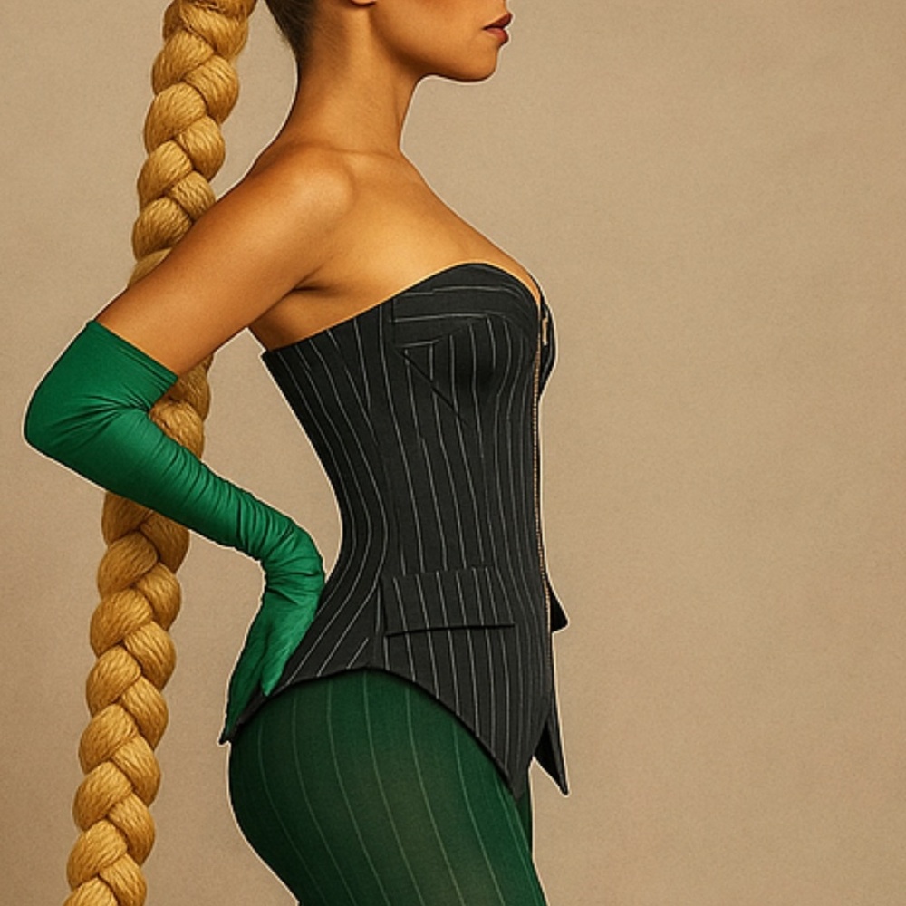 Pinstripe Corset WITH  feminine and masculine details